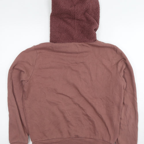 PINK Womens Brown Cotton Pullover Hoodie Size M Pullover - Logo
