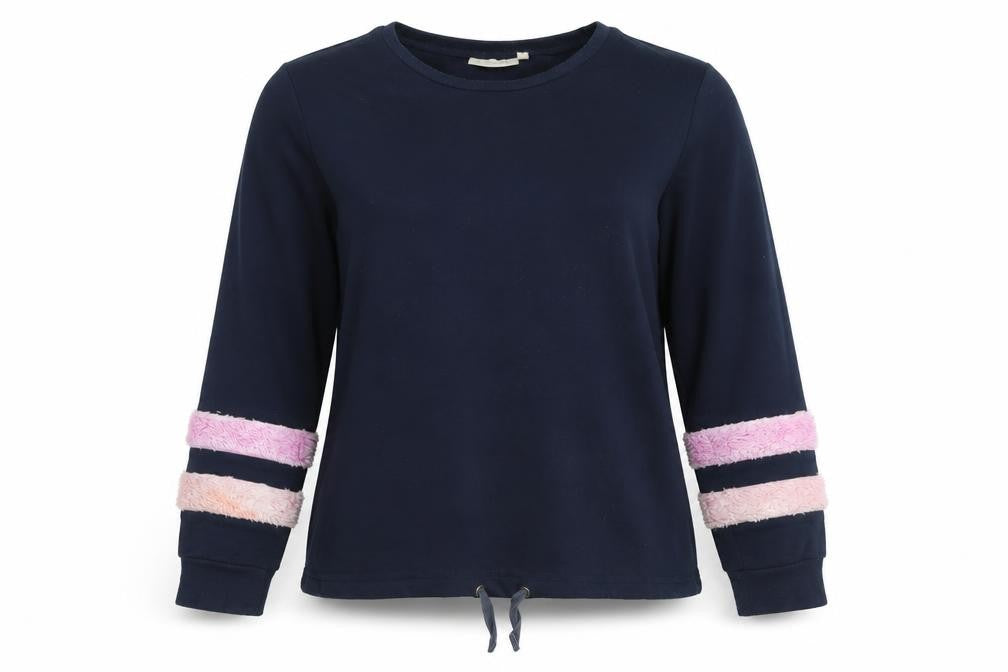 Front view of Dranella women’s blue cotton pullover hoodie, size S, pullover