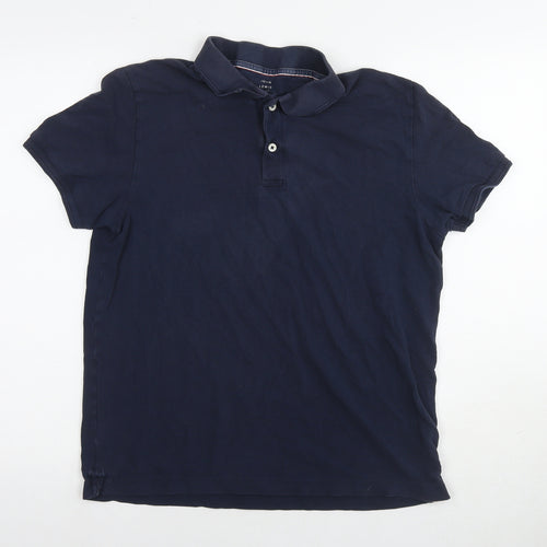 John Lewis Mens Blue Cotton Polo Size M Collared Pullover