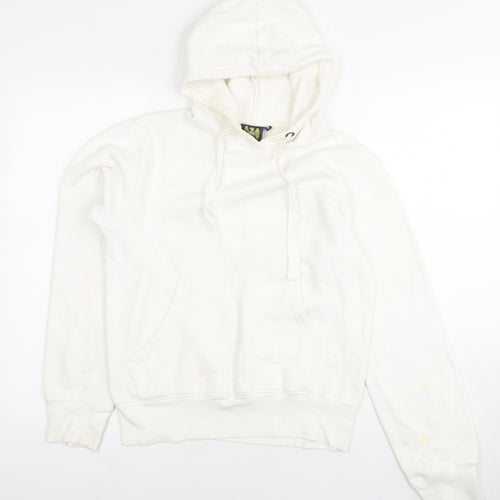 Classic Womens White Cotton Pullover Hoodie Size 8 Pullover