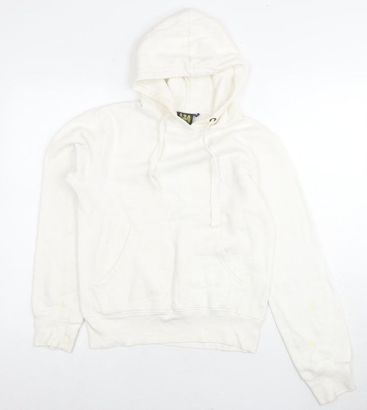 Classic Womens White Cotton Pullover Hoodie Size 8 Pullover