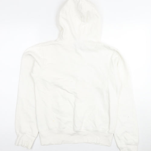 Classic Womens White Cotton Pullover Hoodie Size 8 Pullover