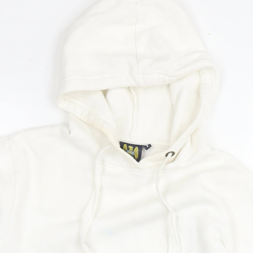 Classic Womens White Cotton Pullover Hoodie Size 8 Pullover