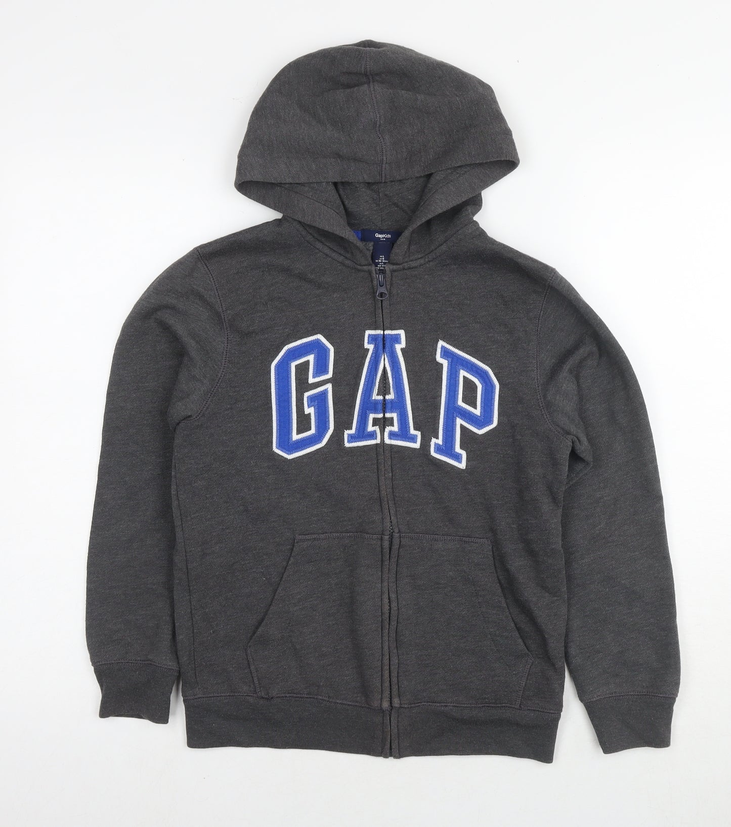 Gap Boys Grey Cotton Full Zip Hoodie Size 10-11 Years Zip - Logo