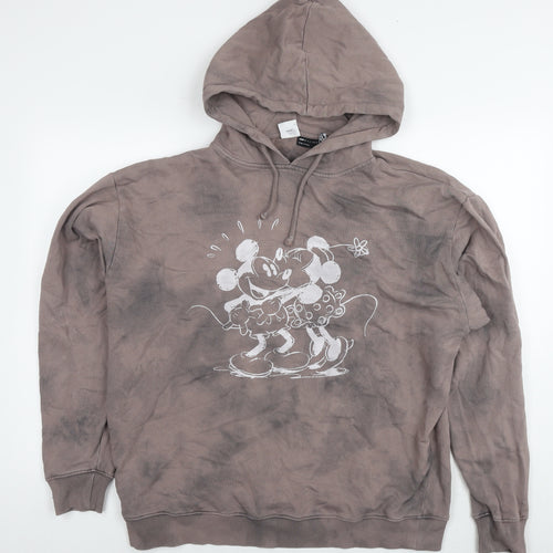 Disney Womens Brown Cotton Pullover Hoodie Size 12 Pullover - Mickey And Minnie Mouse