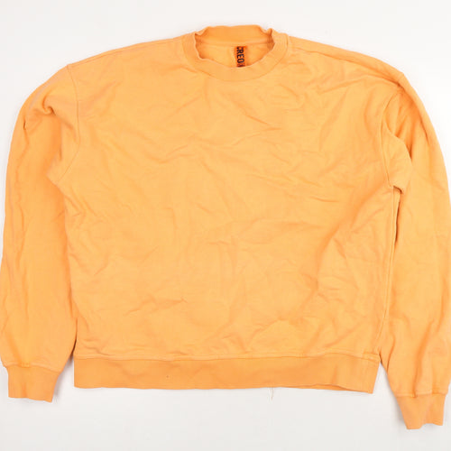 Creo Studios Mens Orange Cotton Pullover Sweatshirt Size M