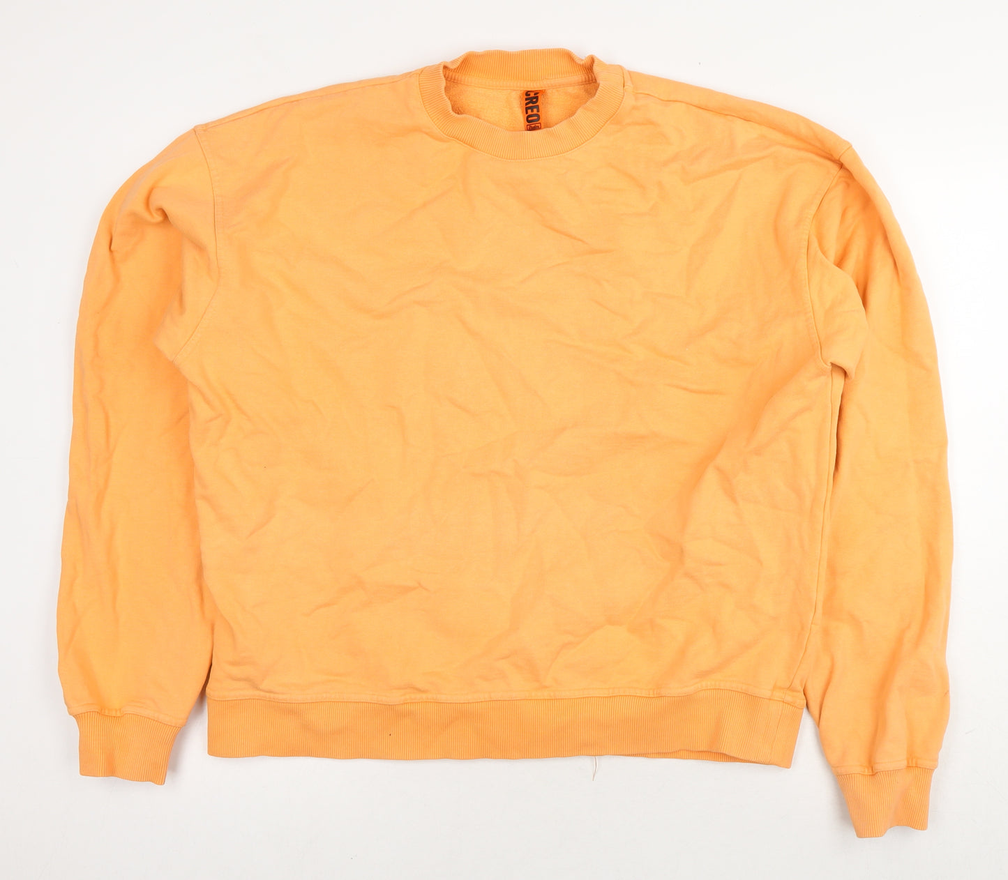 Creo Studios Mens Orange Cotton Pullover Sweatshirt Size M