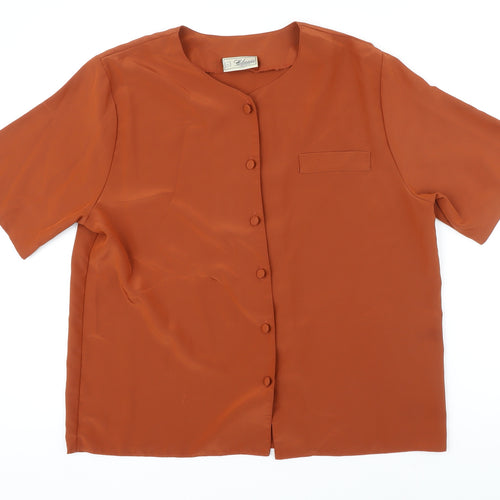Debemhams Womens Brown Polycarbamide Tunic Blouse Size 14 Boat Neck