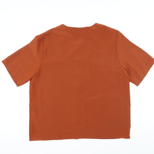 Debemhams Womens Brown Polycarbamide Tunic Blouse Size 14 Boat Neck