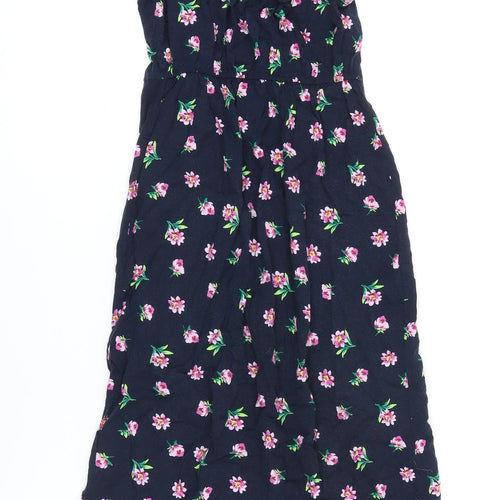 Dorothy Perkins Womens Blue Floral Viscose A-Line Size 6 Square Neck