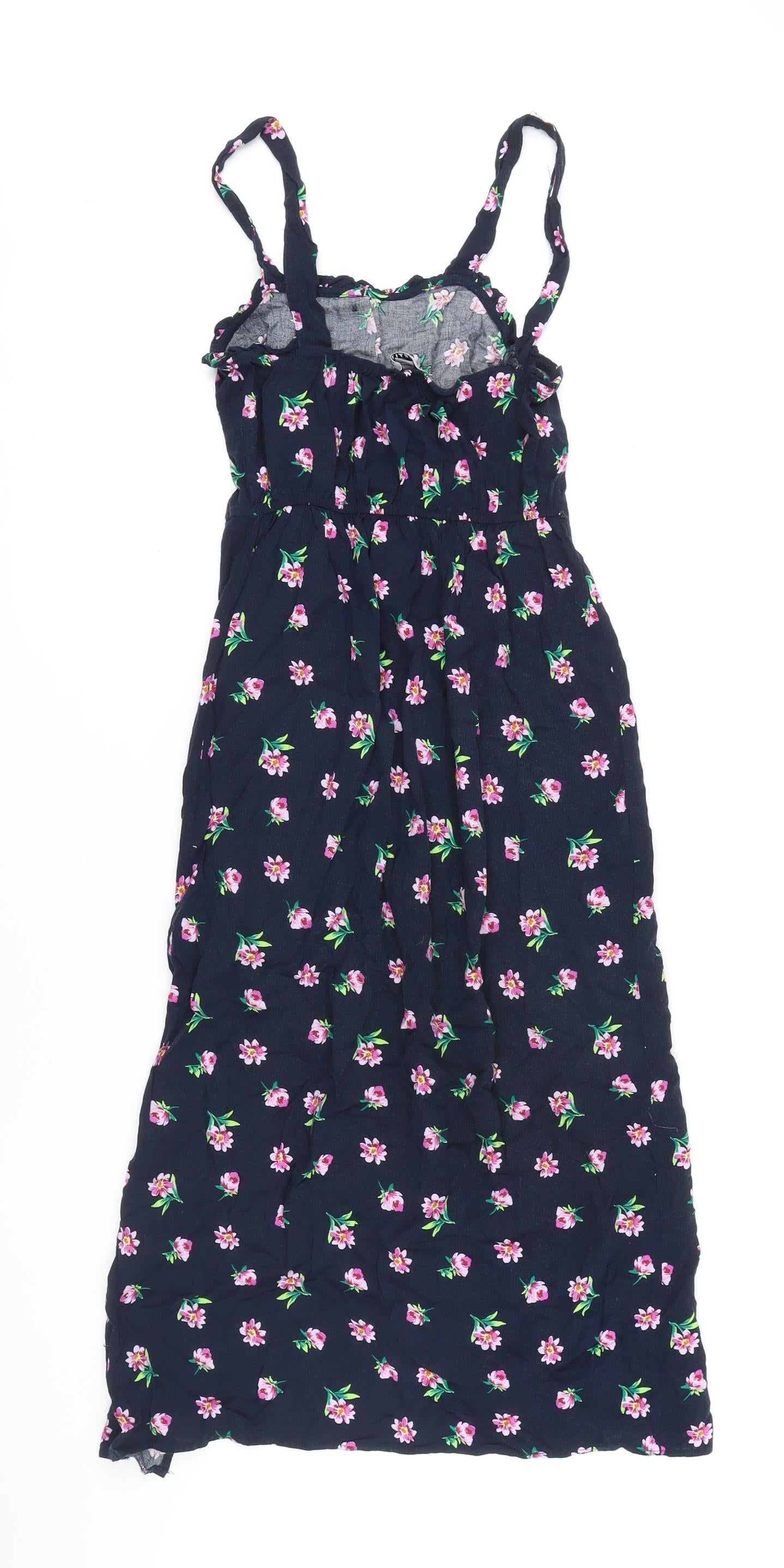 Dorothy Perkins Womens Blue Floral Viscose A-Line Size 6 Square Neck