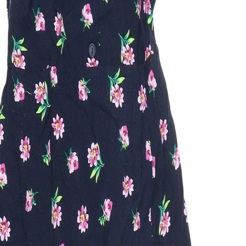 Dorothy Perkins Womens Blue Floral Viscose A-Line Size 6 Square Neck