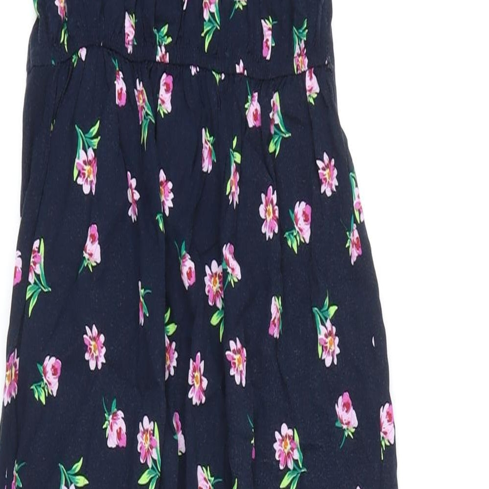 Dorothy Perkins Womens Blue Floral Viscose A-Line Size 6 Square Neck