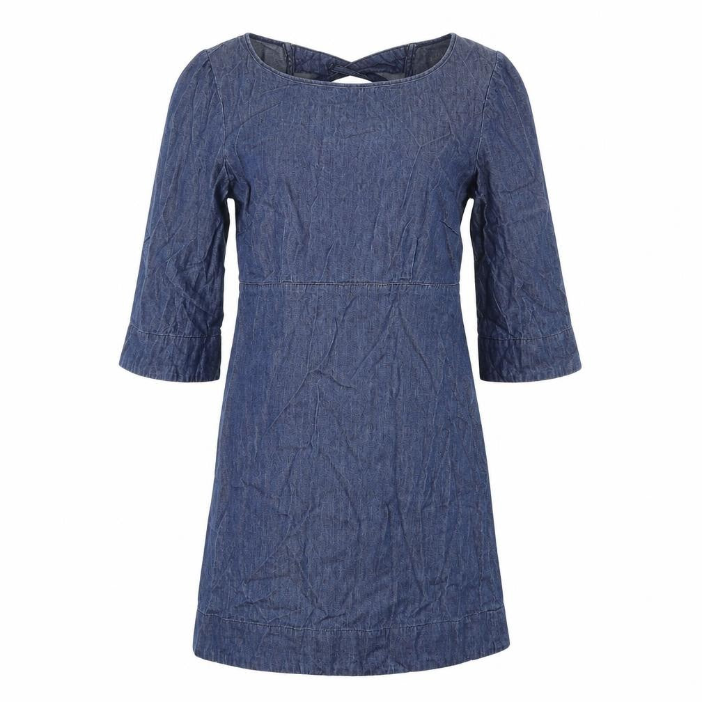 Cooperative Womens Blue 100% Cotton A-Line Size XS Boat Neck Zip
