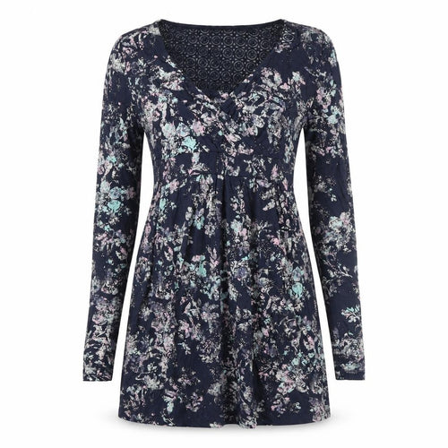 Fatface Womens Blue Floral Viscose A-Line Size 6 V-Neck