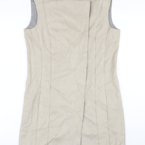 Le Comte Womens Beige Gilet Waistcoat Size 10 Snap