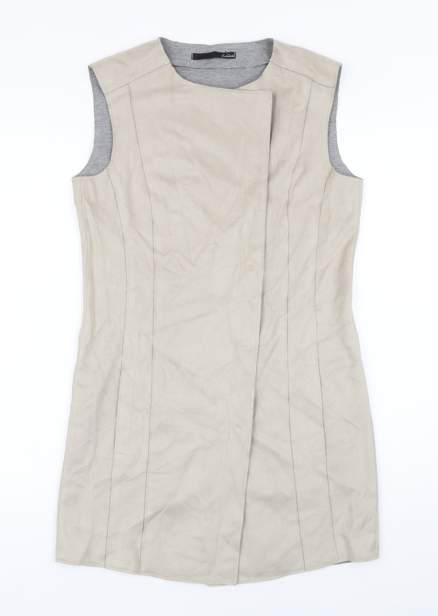 Le Comte Womens Beige Gilet Waistcoat Size 10 Snap
