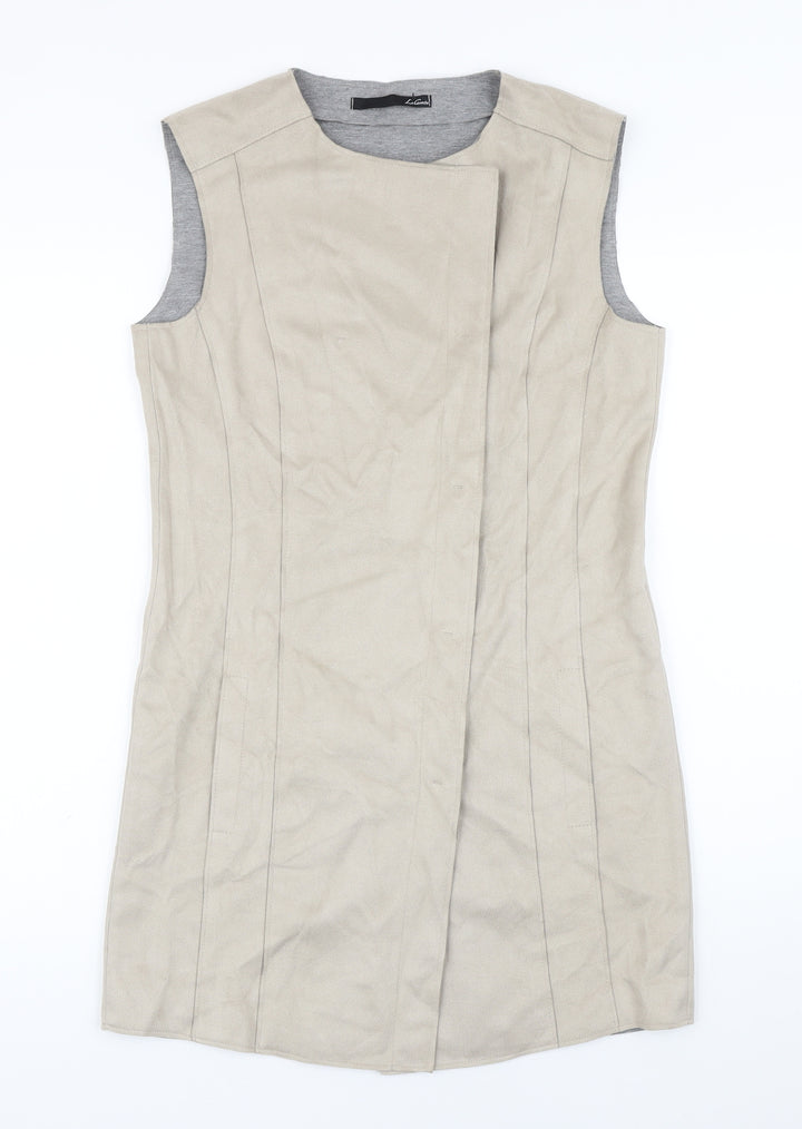 Le Comte Womens Beige Gilet Waistcoat Size 10 Snap