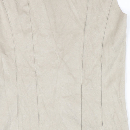 Le Comte Womens Beige Gilet Waistcoat Size 10 Snap
