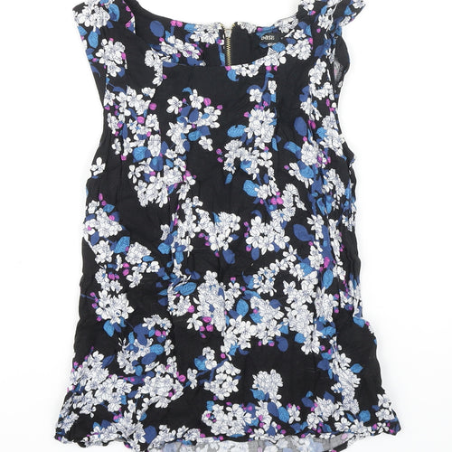 Oasis Womens Multicoloured Floral Viscose Tunic Blouse Size 10 Boat Neck