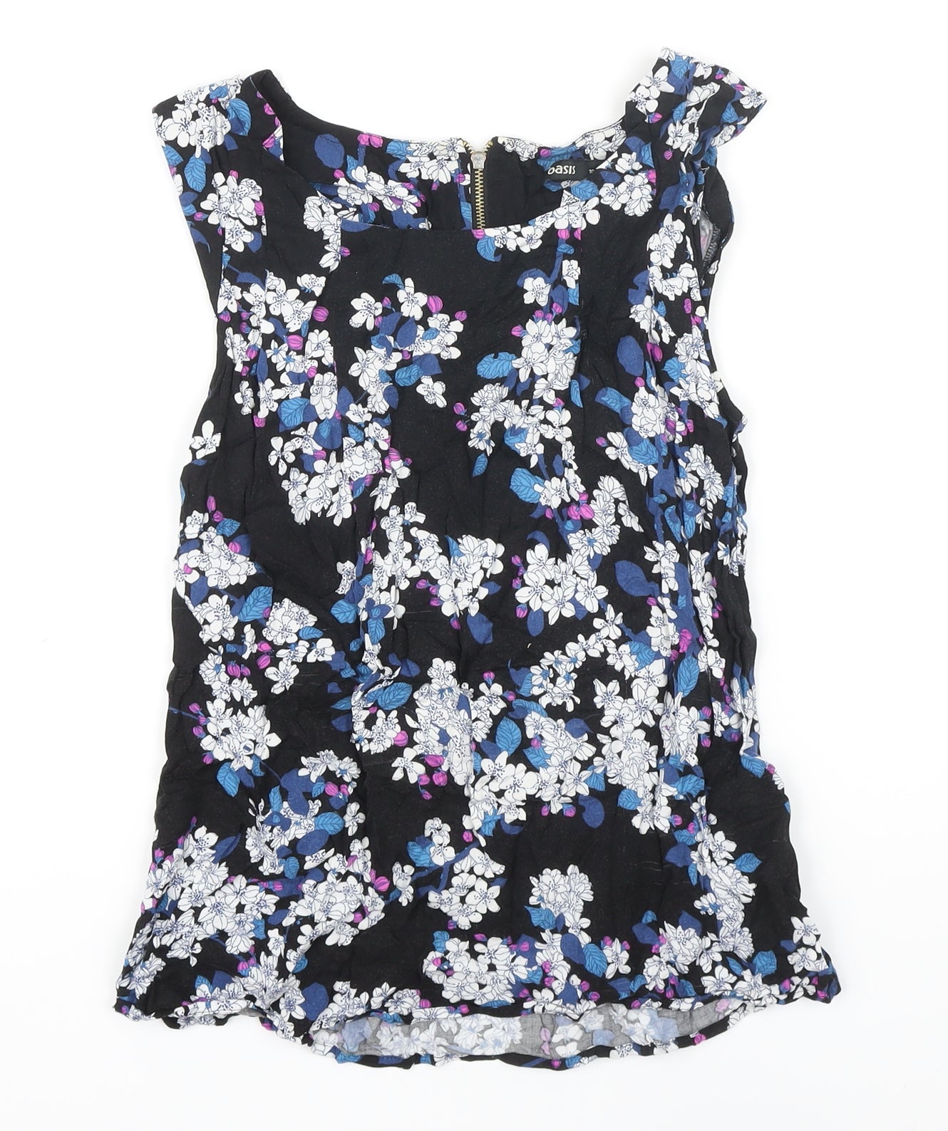 Oasis Womens Multicoloured Floral Viscose Tunic Blouse Size 10 Boat Neck