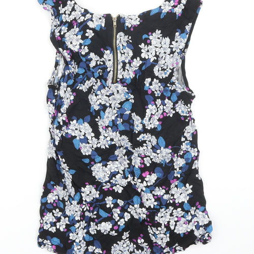 Oasis Womens Multicoloured Floral Viscose Tunic Blouse Size 10 Boat Neck