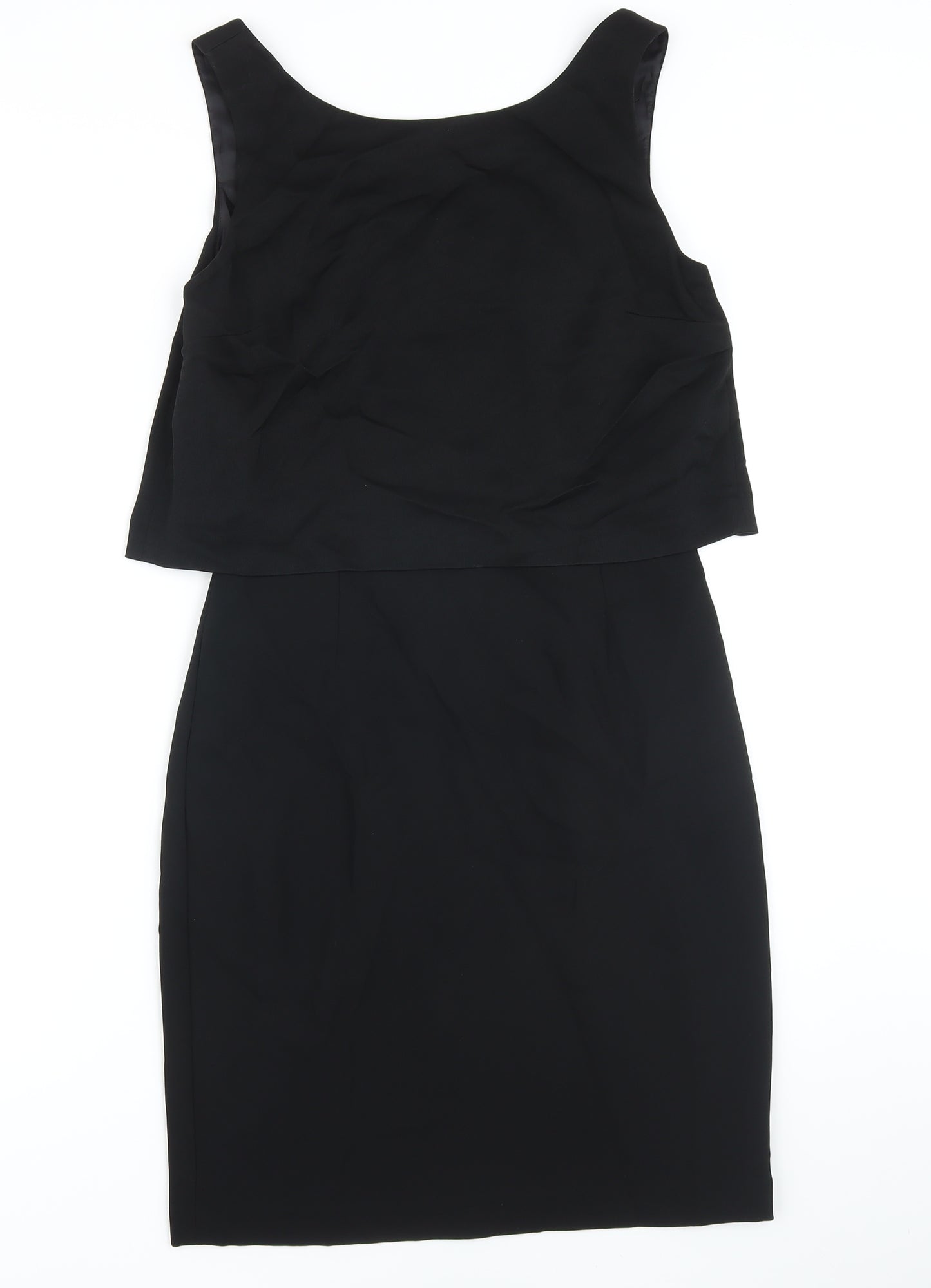 L.K. Bennett Womens Black Acetate Pencil Dress Size 8 Scoop Neck Zip