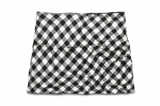 Front view of Topshop women’s ivory check viscose mini skirt, size UK 8, - elasticated waist