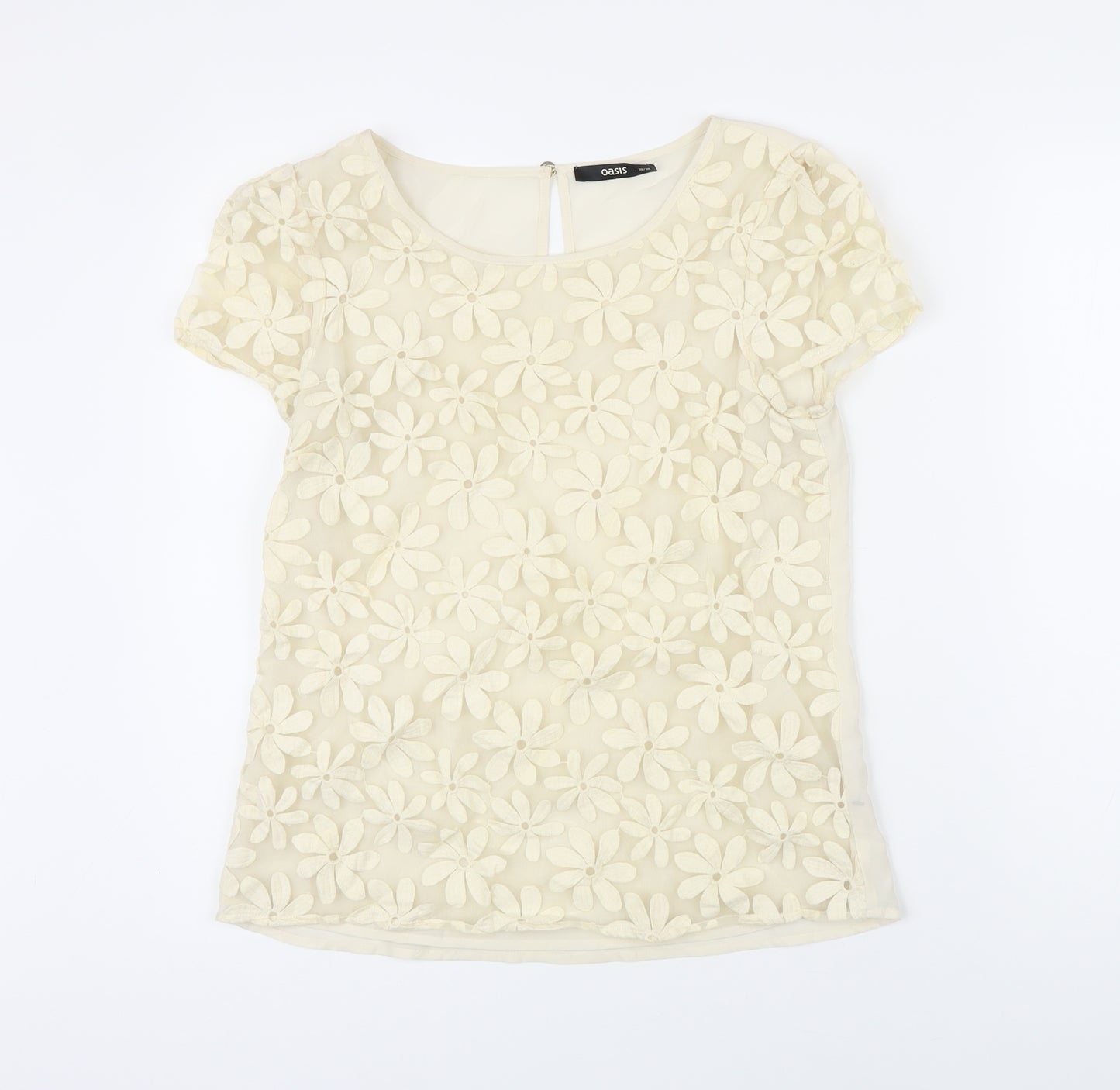 Oasis Womens Ivory Cotton Tunic Blouse Size 10 Scoop Neck