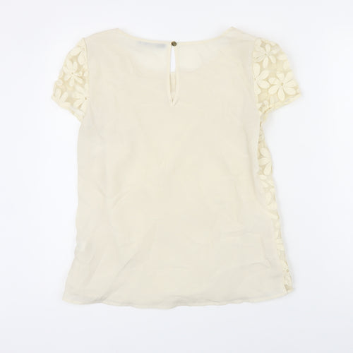 Oasis Womens Ivory Cotton Tunic Blouse Size 10 Scoop Neck