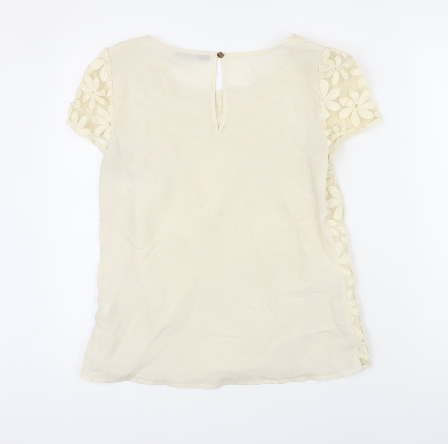 Oasis Womens Ivory Cotton Tunic Blouse Size 10 Scoop Neck