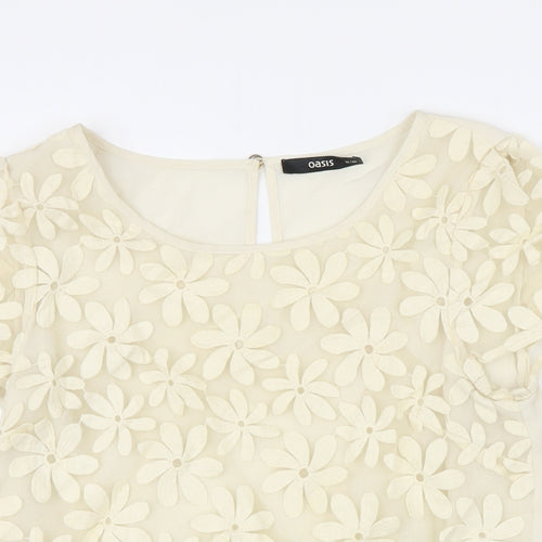Oasis Womens Ivory Cotton Tunic Blouse Size 10 Scoop Neck