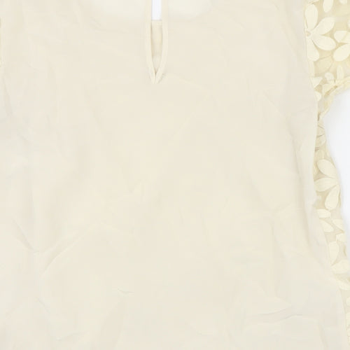 Oasis Womens Ivory Cotton Tunic Blouse Size 10 Scoop Neck