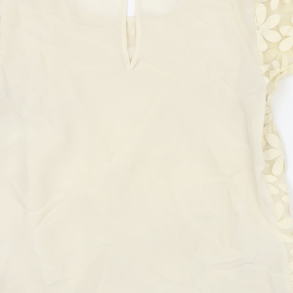 Oasis Womens Ivory Cotton Tunic Blouse Size 10 Scoop Neck
