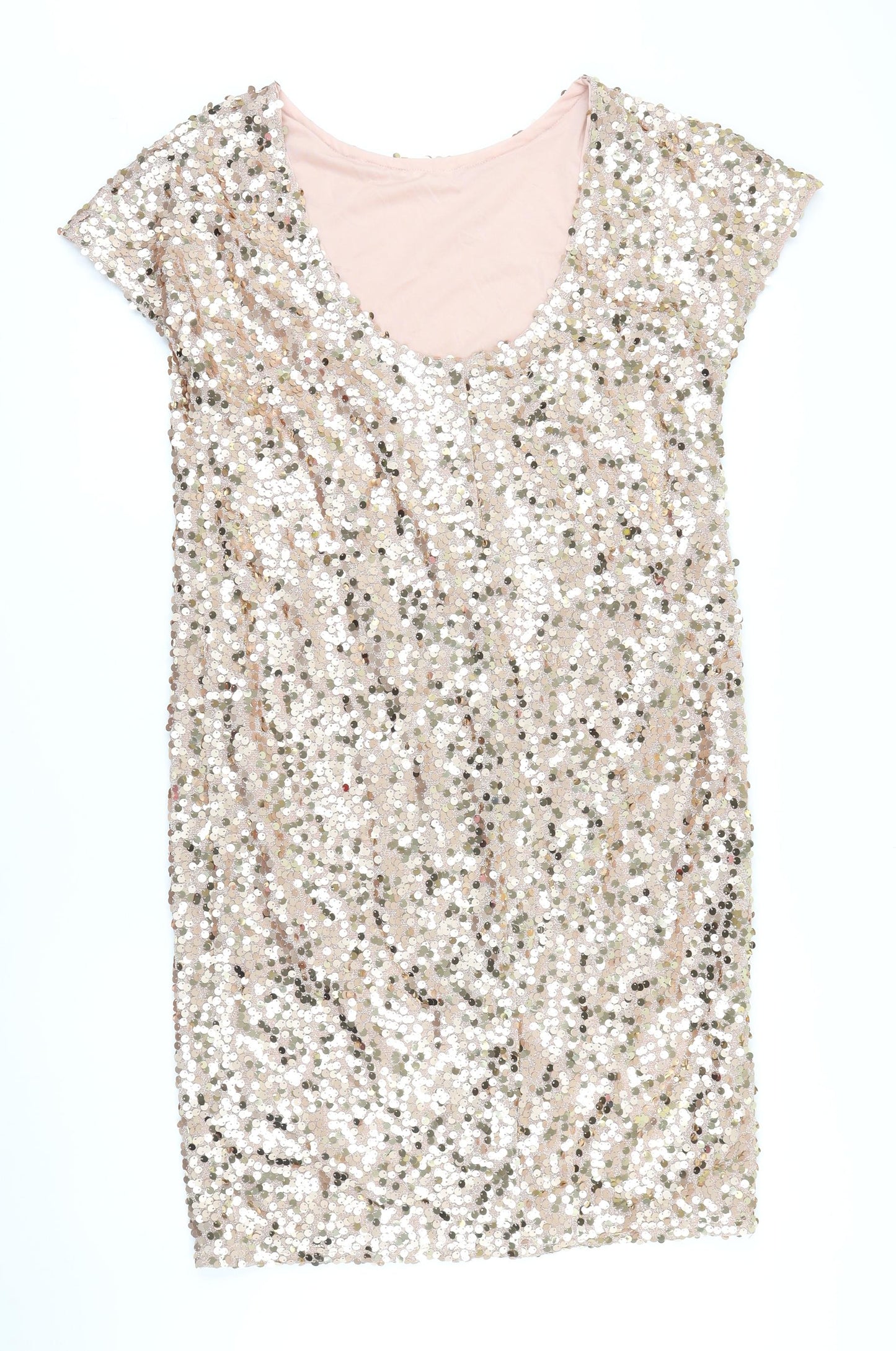 NEXT Womens Pink Polyester Shift Size 10 Scoop Neck - Sequined