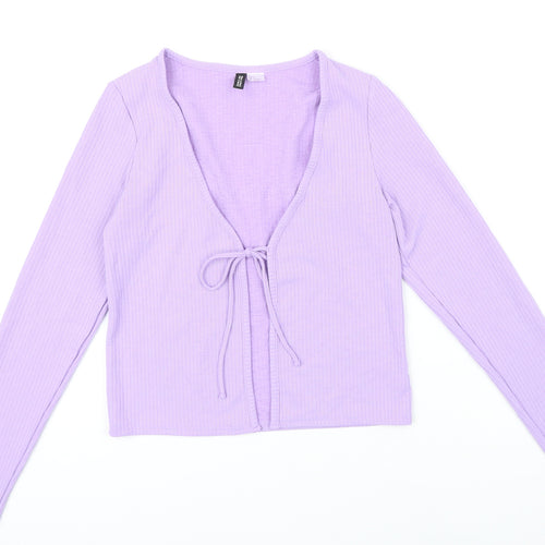 H&M Womens Purple V-Neck Polyester Cardigan Jumper Size S