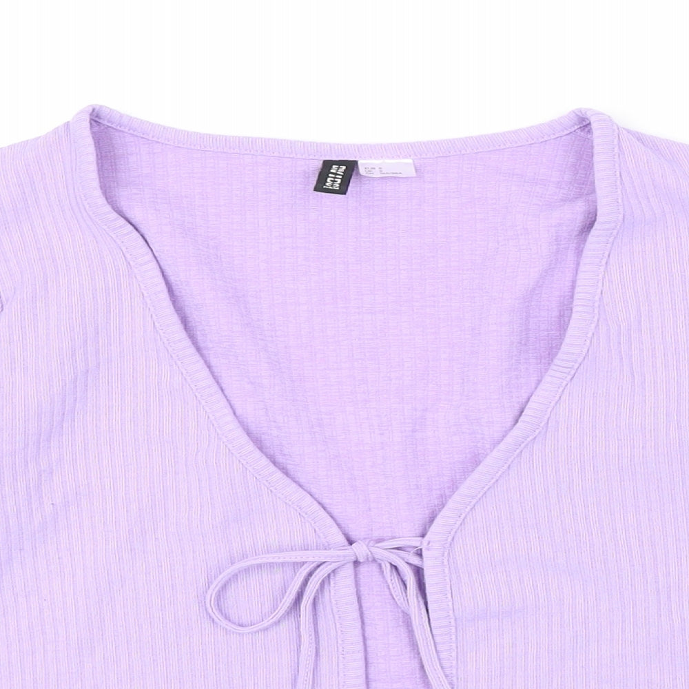 H&M Womens Purple V-Neck Polyester Cardigan Jumper Size S