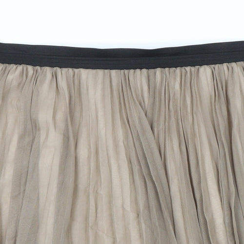 Oasis Womens Beige Polyester Pleated Skirt Size L - Elasticated waist