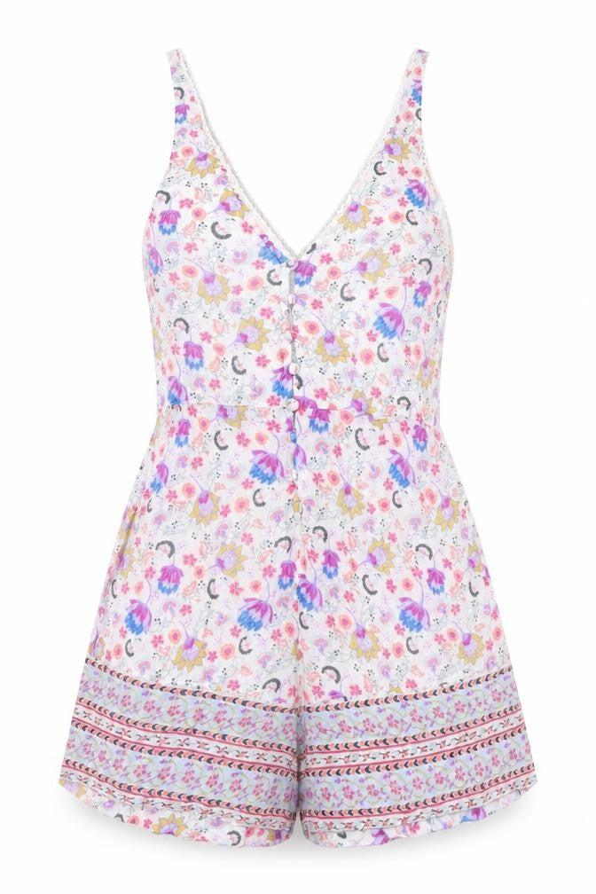 Freckle & Daisy Womens Multicoloured Floral Viscose Playsuit One-Piece Size XS