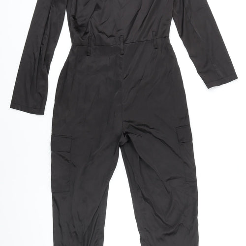 Zara Womens Black Polyester Jumpsuit One-Piece Size S L27 in Button