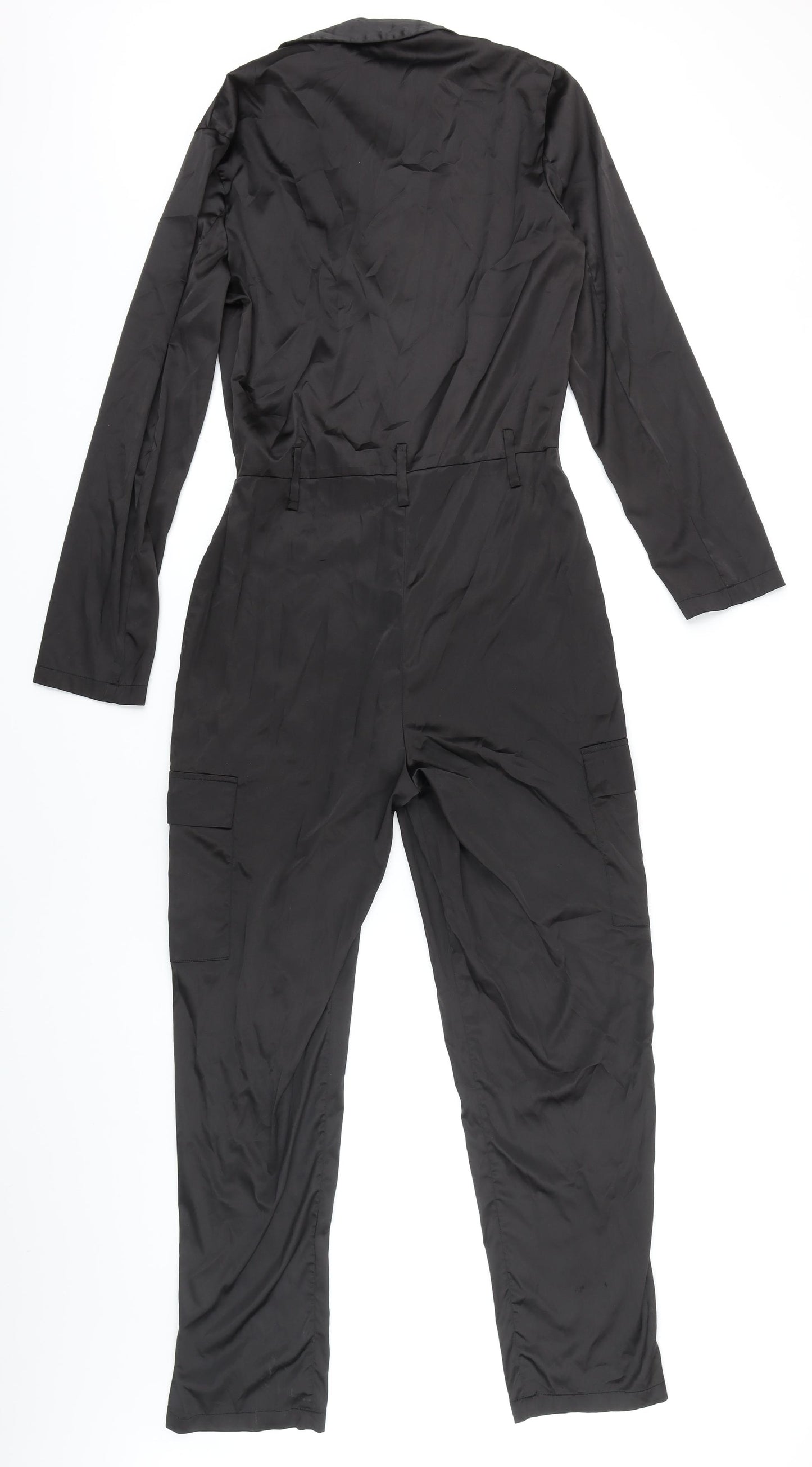 Zara Womens Black Polyester Jumpsuit One-Piece Size S L27 in Button