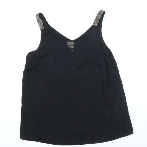 Dorothy Perkins Womens Black Polyester Camisole Blouse Size 8 Boat Neck