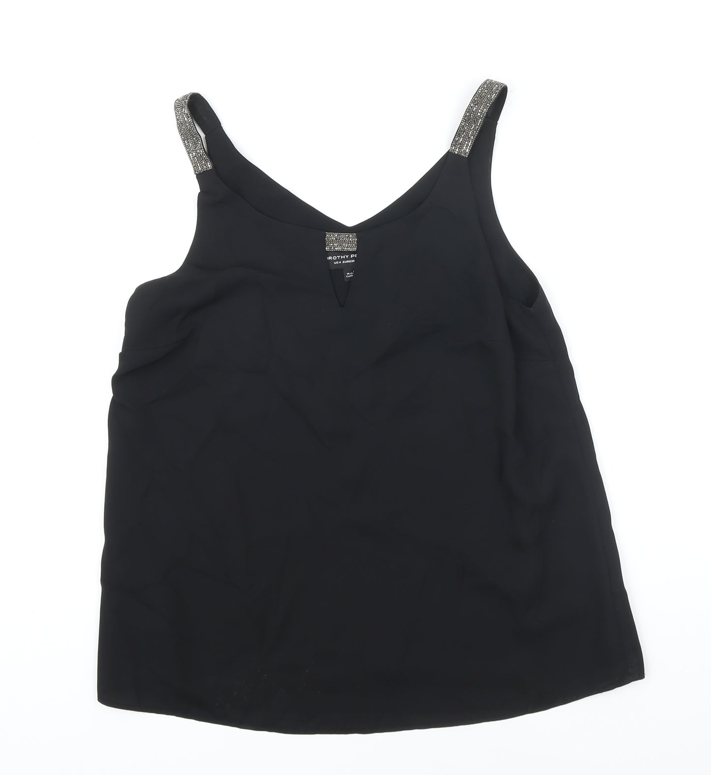 Dorothy Perkins Womens Black Polyester Camisole Blouse Size 8 Boat Neck