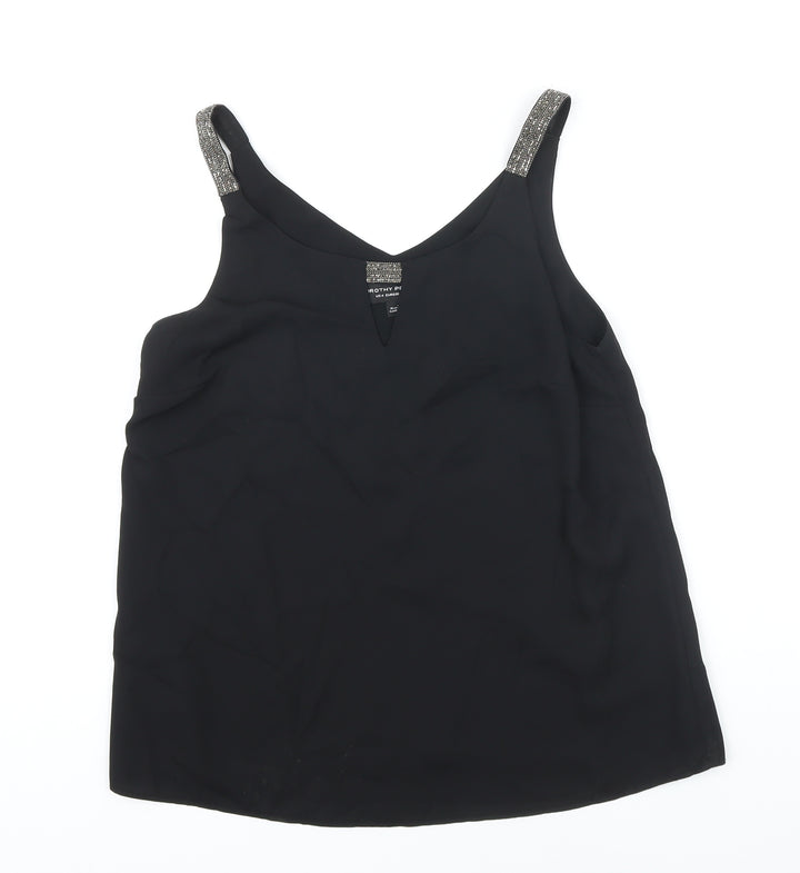 Dorothy Perkins Womens Black Polyester Camisole Blouse Size 8 Boat Neck