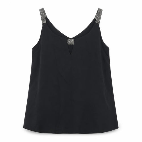 Dorothy Perkins Womens Black Polyester Camisole Blouse Size 8 Boat Neck