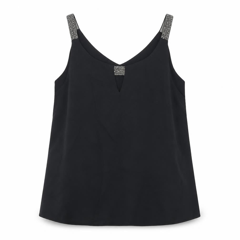 Dorothy Perkins Womens Black Polyester Camisole Blouse Size 8 Boat Neck