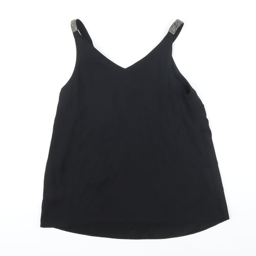 Dorothy Perkins Womens Black Polyester Camisole Blouse Size 8 Boat Neck