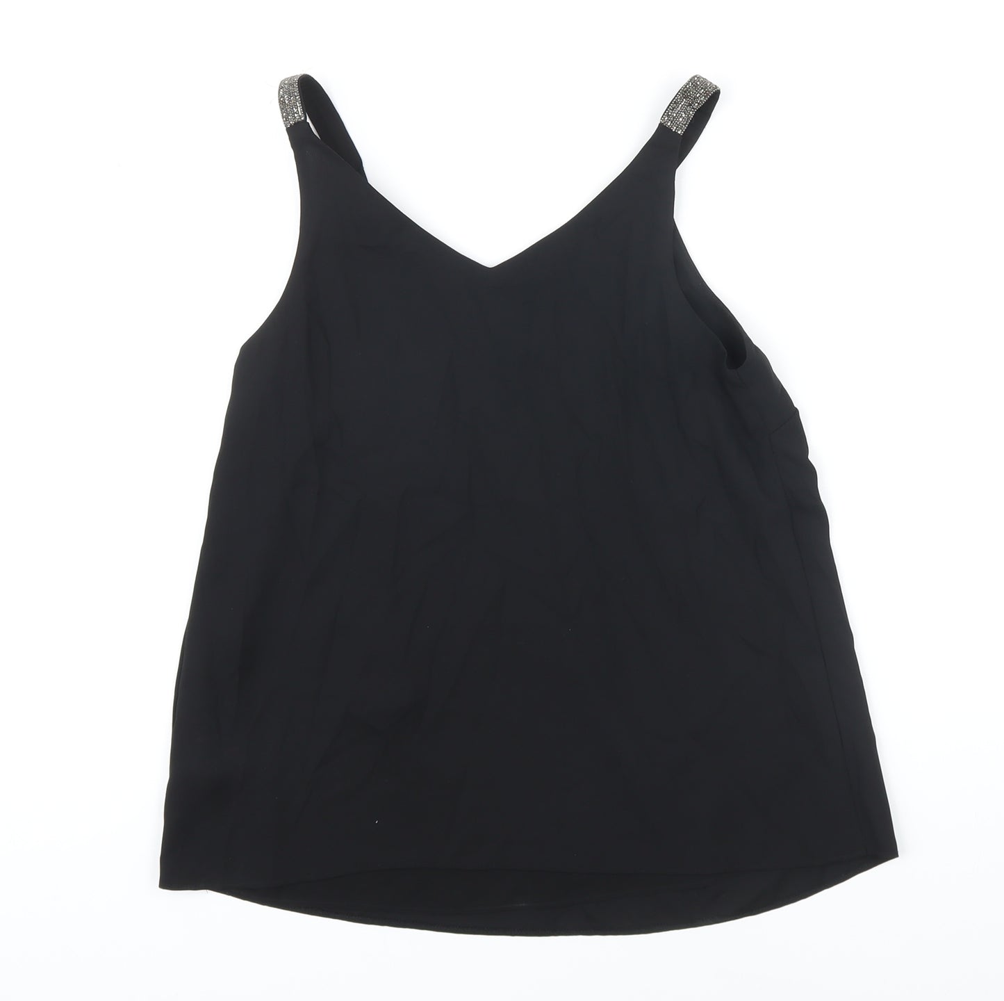 Dorothy Perkins Womens Black Polyester Camisole Blouse Size 8 Boat Neck