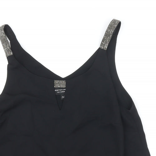 Dorothy Perkins Womens Black Polyester Camisole Blouse Size 8 Boat Neck