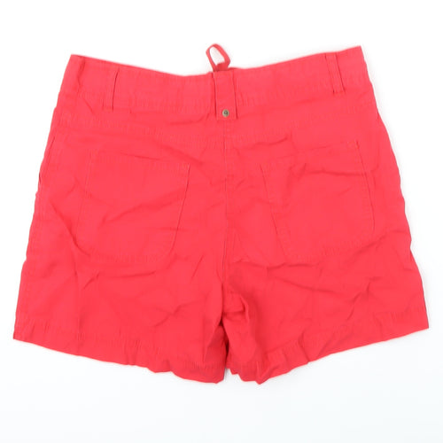 M&S Womens Red 100% Cotton Basic Shorts Size 10 Regular Zip